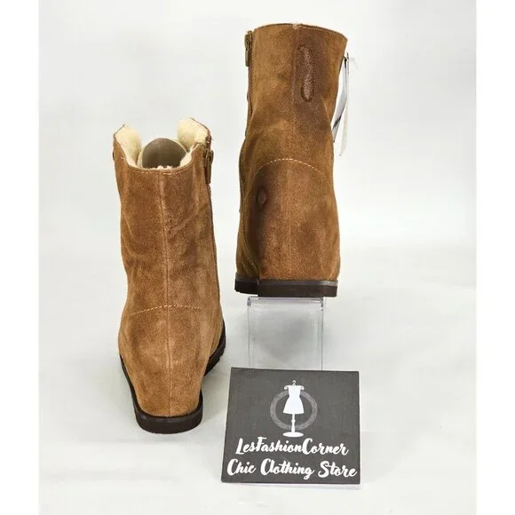 NWD Bearpaw Women's Brown Suede Bonnie Wedge Boot Zip Bootie Size 8 1809 - Picture 9 of 16